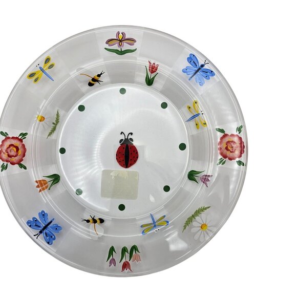 Lenox Natures Splendor Glass Dessert Plates 4 Hand-Painted Floral Insect Design - Picture 9 of 15